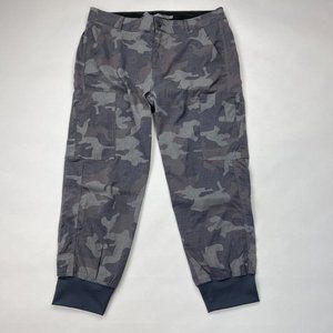 Prana Camouflage Sky Canyon Jogger Women 14 NWOT Pocket Stretch Zip Closure Gray